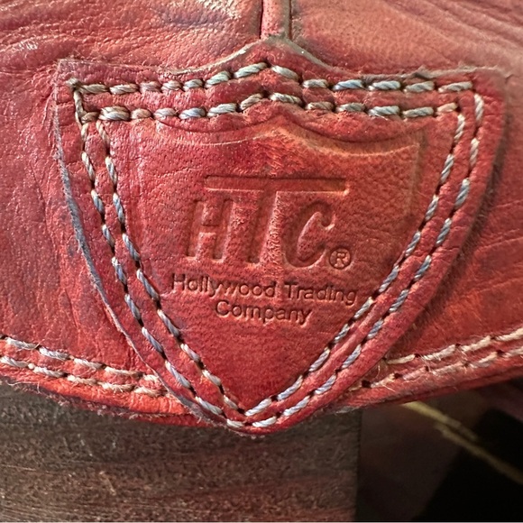 HTC Hollywood Trading Company Folded Cowboy Ankle Boots in Burgundy Sz 37 / 7 US - Picture 14 of 15